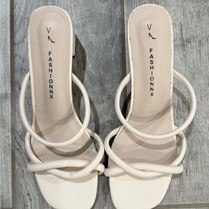 Women's Cream Heeled Sandals